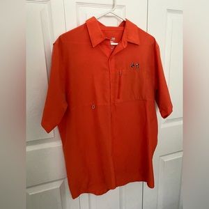 Men’s large loose fit orange Under Armour heat gear shirt